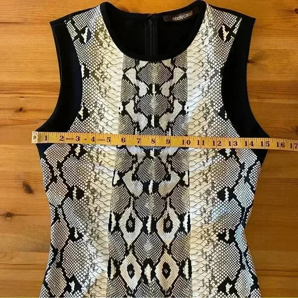 Roberto Cavalli Snake Print Sheath Midi Dress Stretch Office Siren Boardroom - Picture 9 of 15